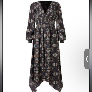 All Saints Estelle Paradise Black Green Silk Butterfly Moth Whimsigoth Dress 10